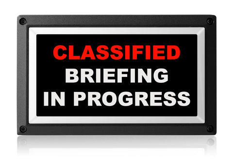 Classified Briefing in Progress Sign - USAF AFMC Spec - Rekall Dynamics-Red-Low Voltage (12-24v DC)-