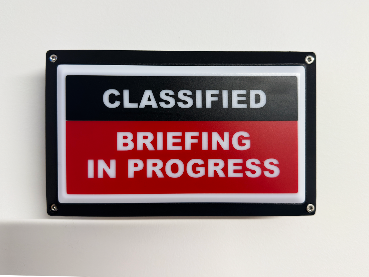 Battery Powered Classified Briefing In Progress Sign - USAF AFMC Spec - Rekall Dynamics-