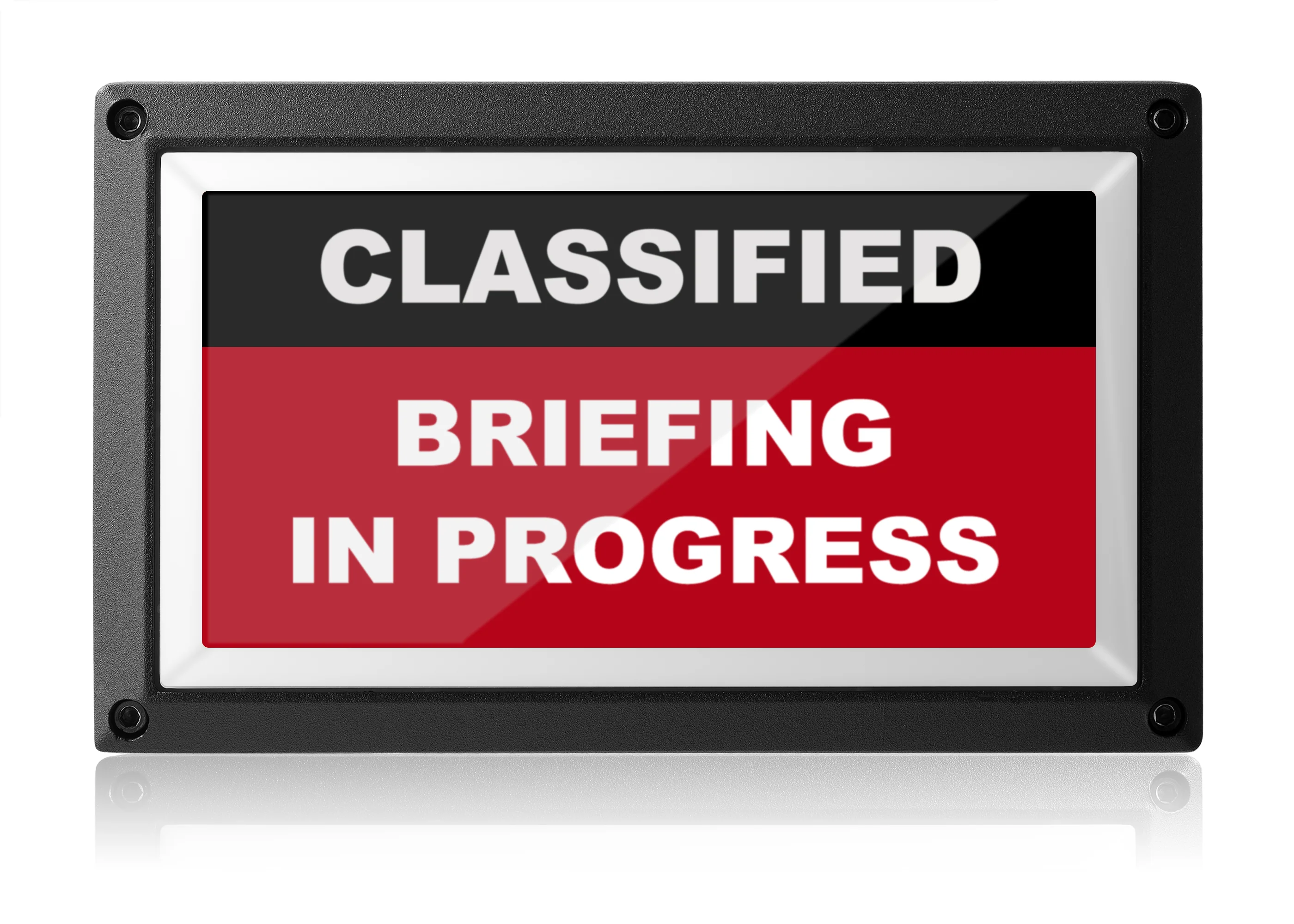 Battery Powered Classified Briefing In Progress Sign - USAF AFMC Spec - Rekall Dynamics