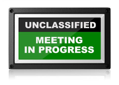 Unclassified Meeting In Progress Light - Green ISO - Rekall Dynamics LED Sign